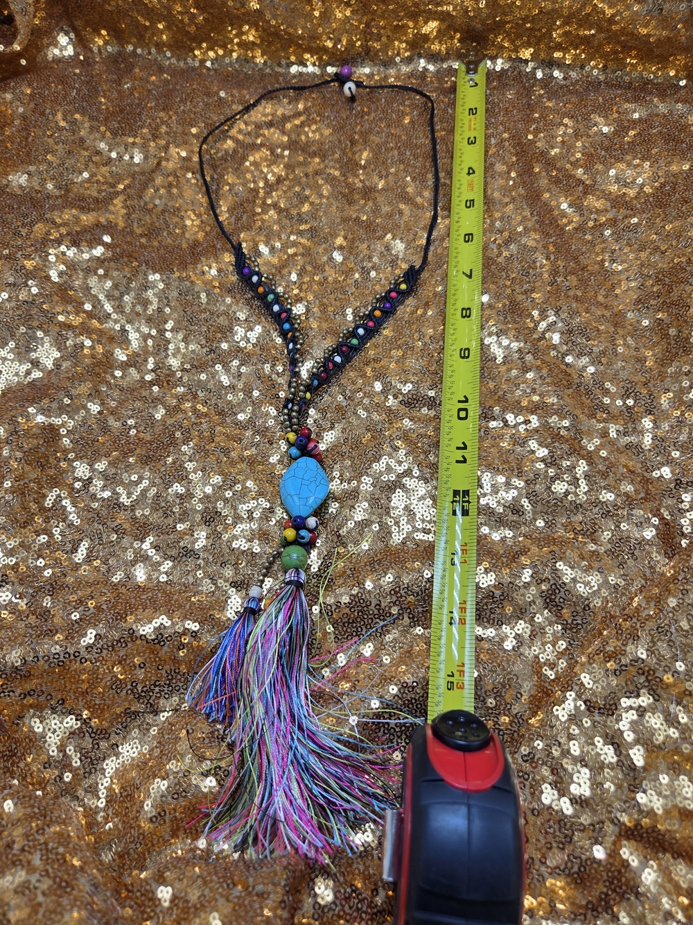 Boho Multicolor Beaded Tassel Necklace - Women Jewelry - Picture 2 of 3